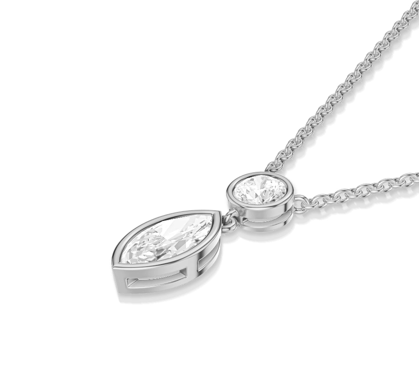 diamond drop pendant in white gold
