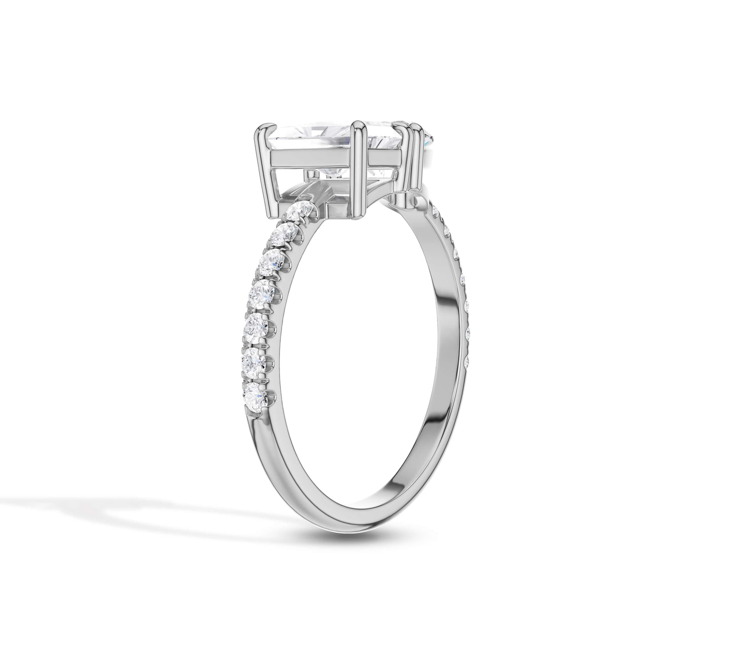 Elegant radiant heart diamond setting