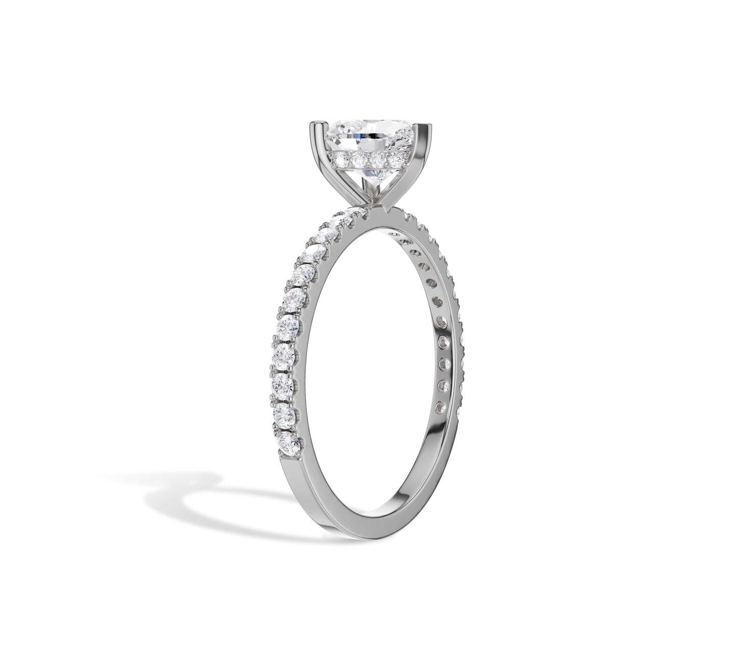 White gold solitaire ring with heart lab diamond