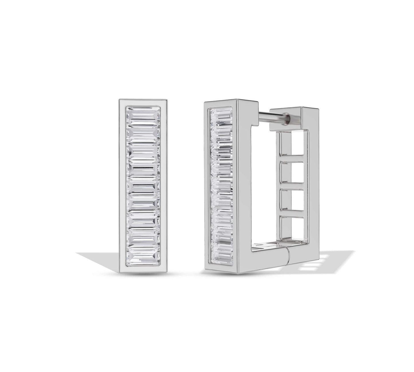 white gold huggie earrings