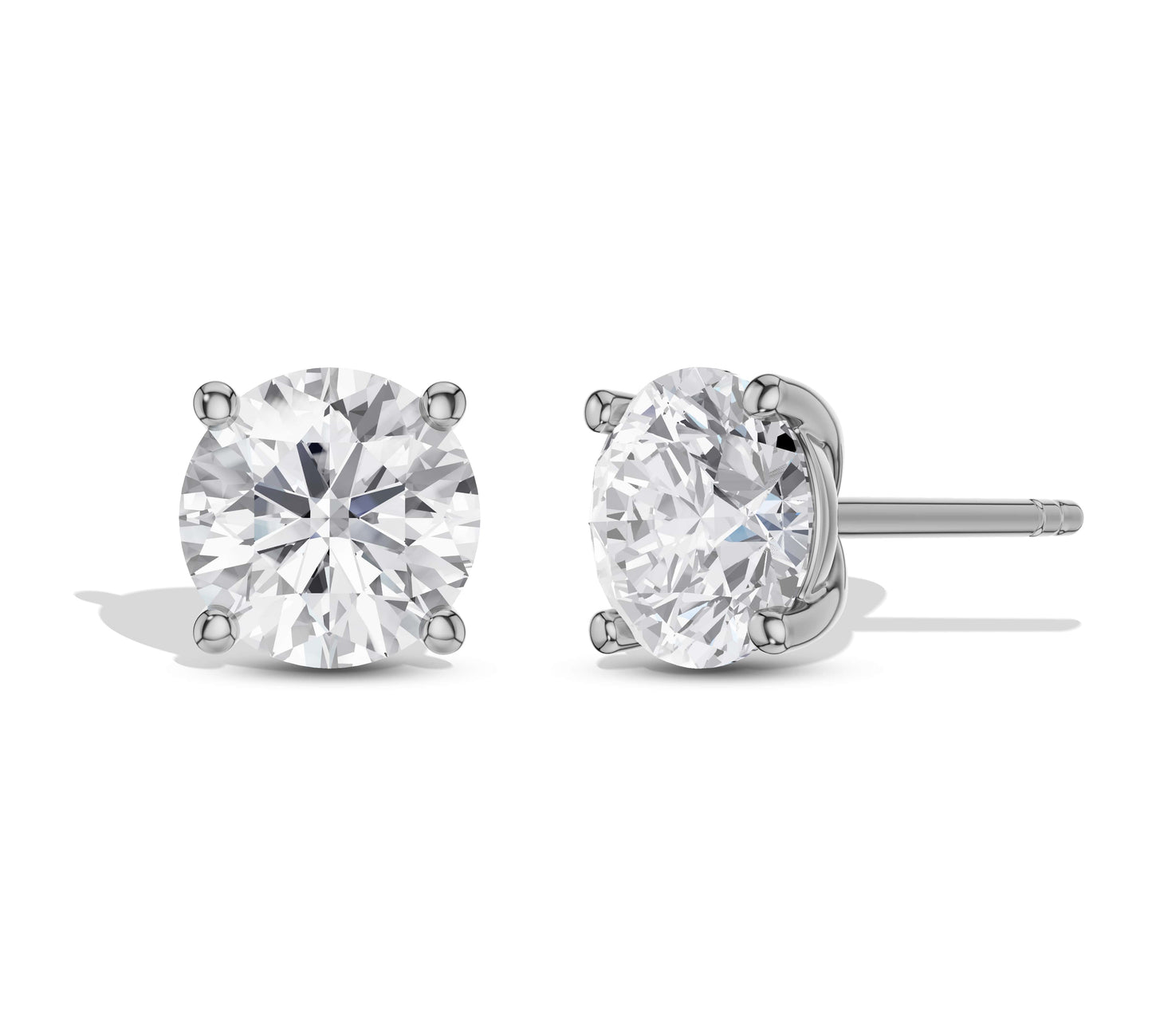 White background diamond studs in white gold