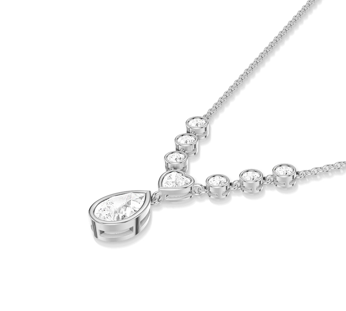bezel set long pendant necklace