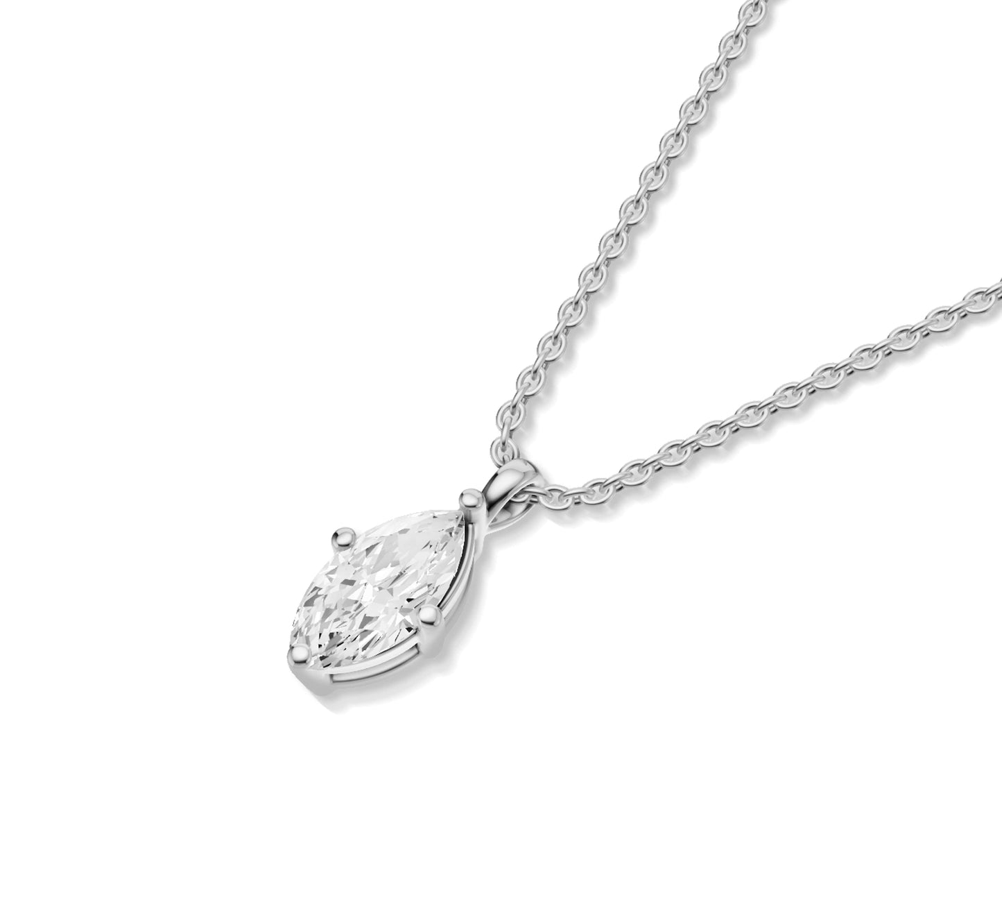14k white gold solitaire diamond necklace