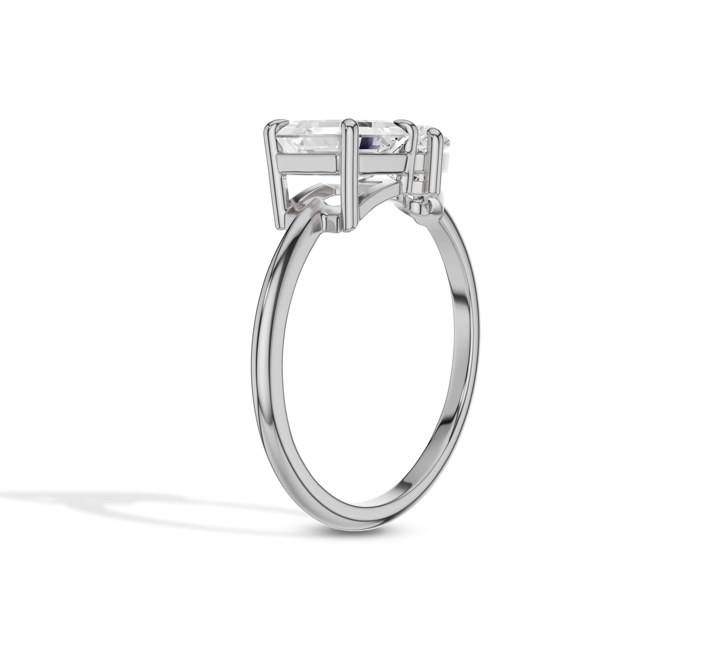 Stylish white gold ring with dual shape lab diamonds