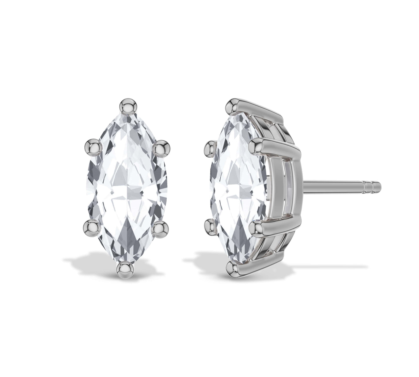 Marquise Diamond Stud Earrings Six Prong