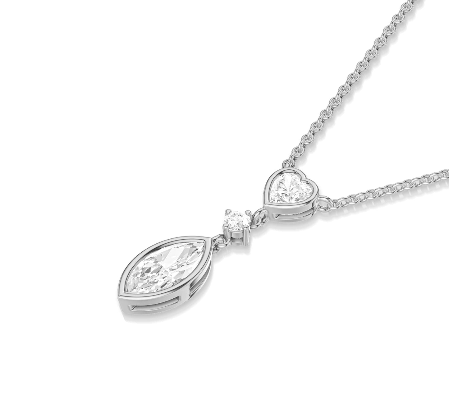Marquise and heart diamond pendent