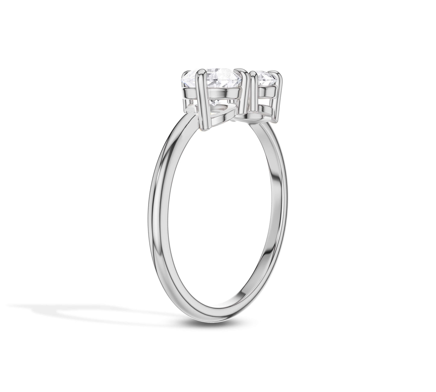 Modern white gold dual cut ring with lab stones