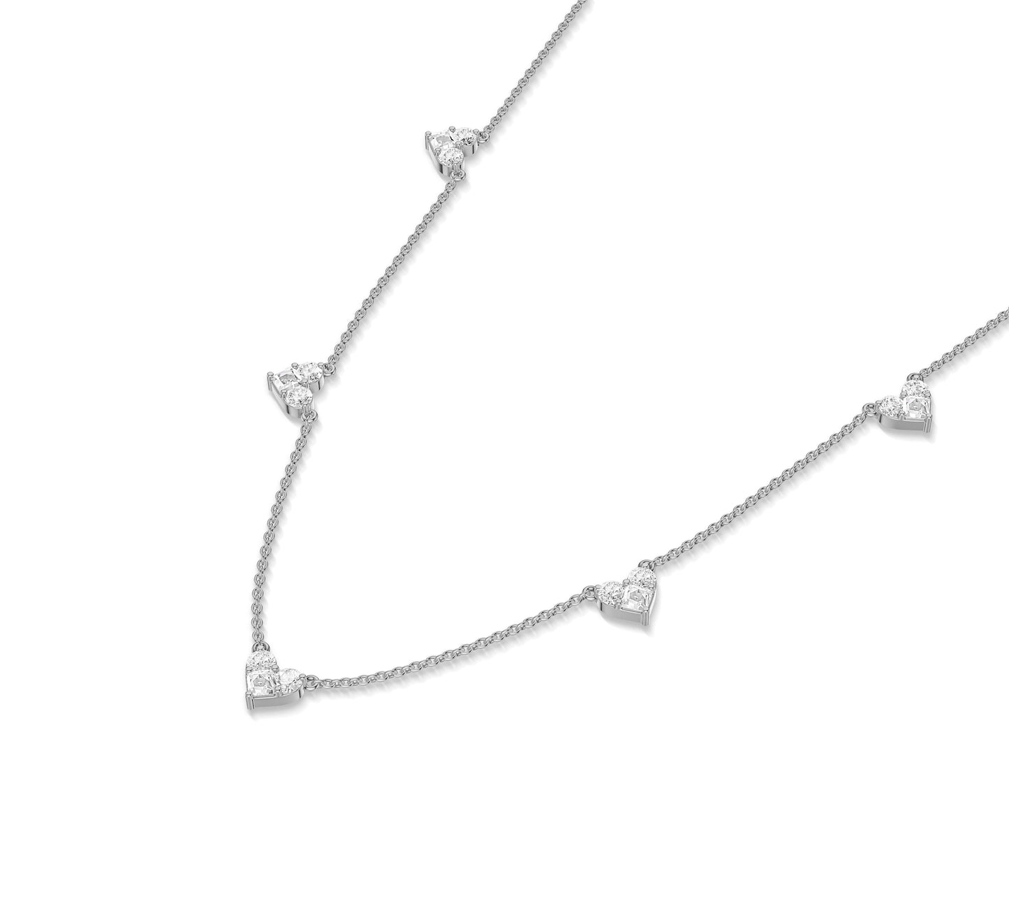 Five-station diamond necklace with romantic design