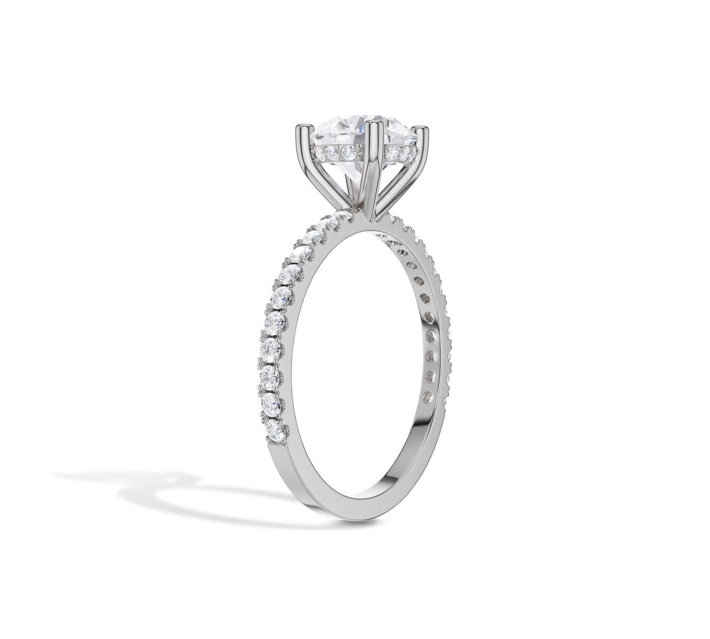 Brilliant round cut lab diamond ring in white gold