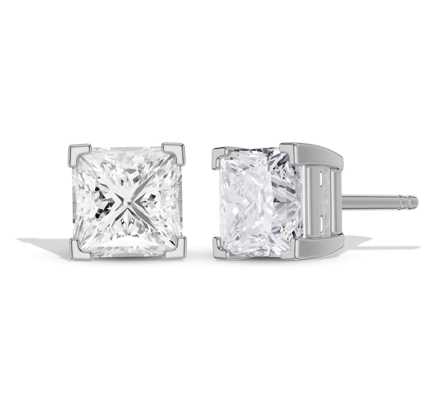 Bold square shape diamond earrings