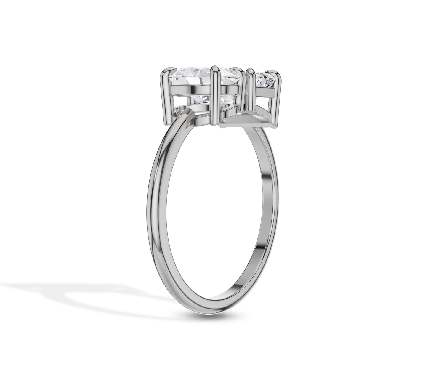 Oval & Emerald Diamond Toi et Moi with Pave Band