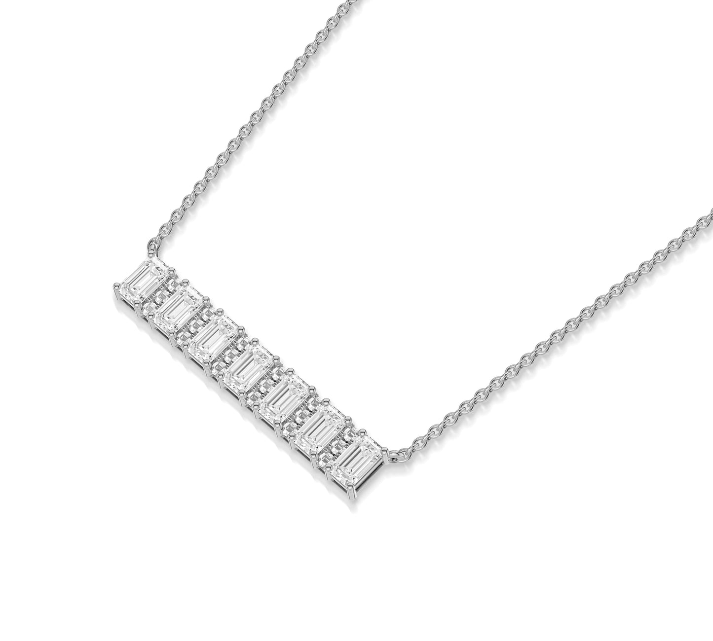 emerald gold and white diamond bar necklace