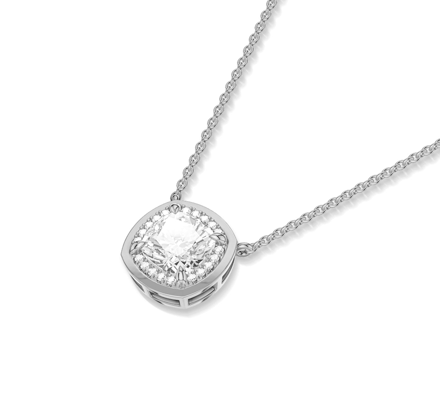 Feminine and sparkling cushion diamond necklace