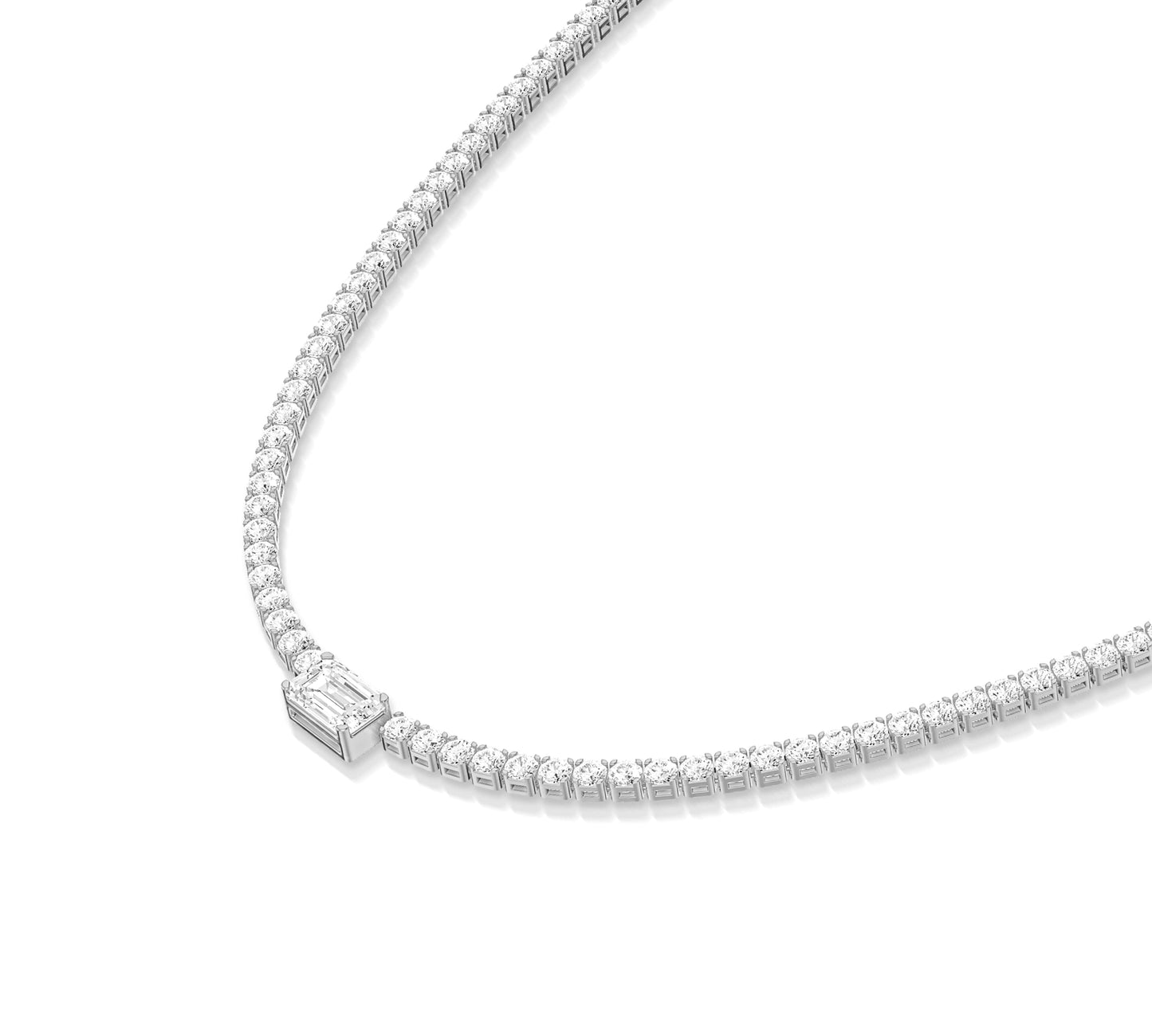 Diamond-studded gold necklace with center stone