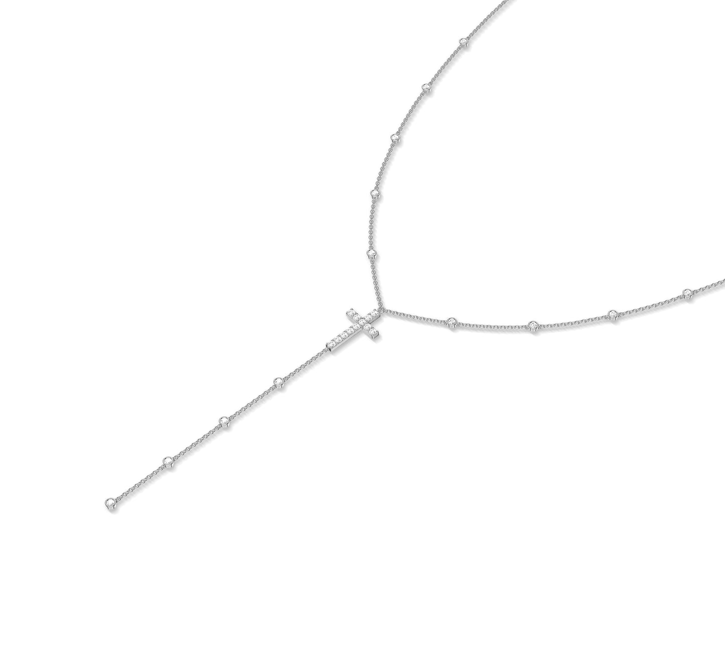 Modern lariat necklace with religious symbol