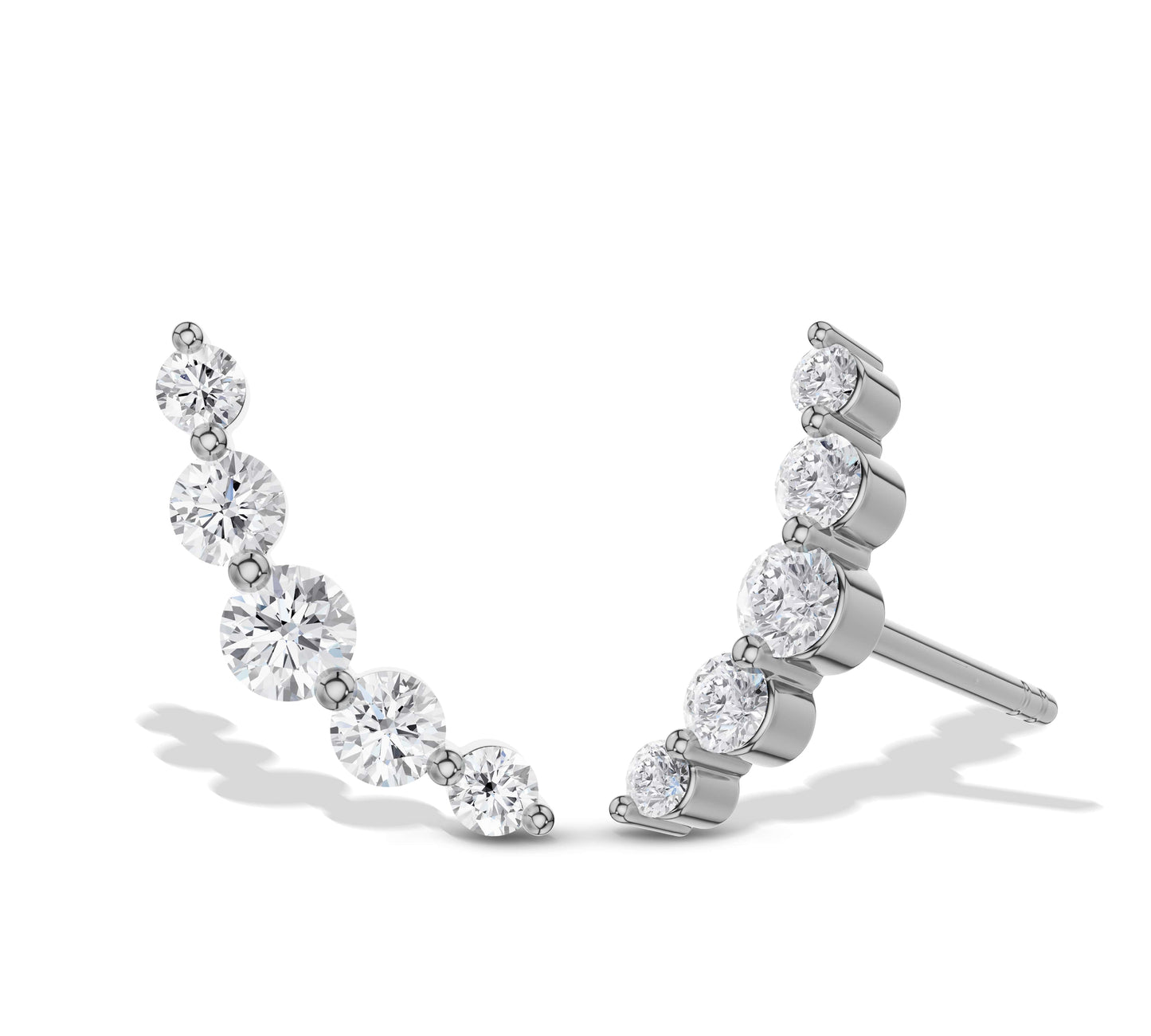 Trendy white gold diamond crawler earrings