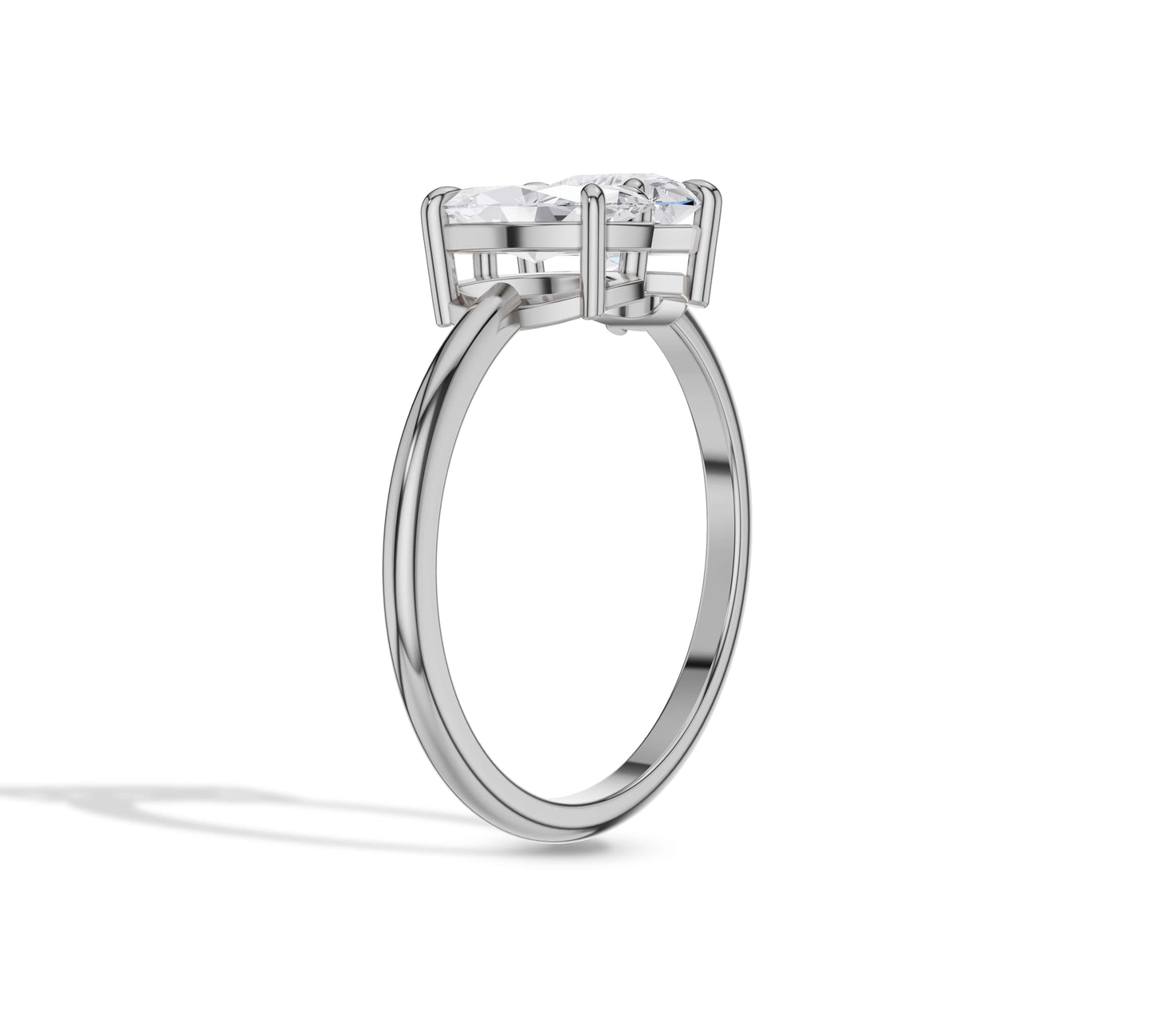 Luxury white gold pave ring with elongated diamonds