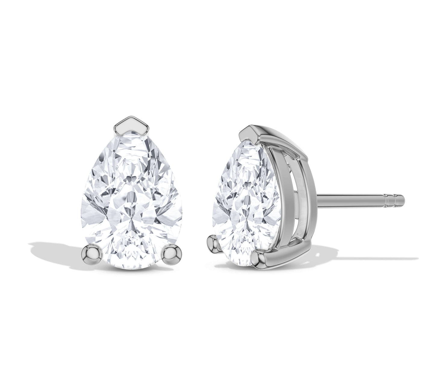 Pear solitaire diamond studs