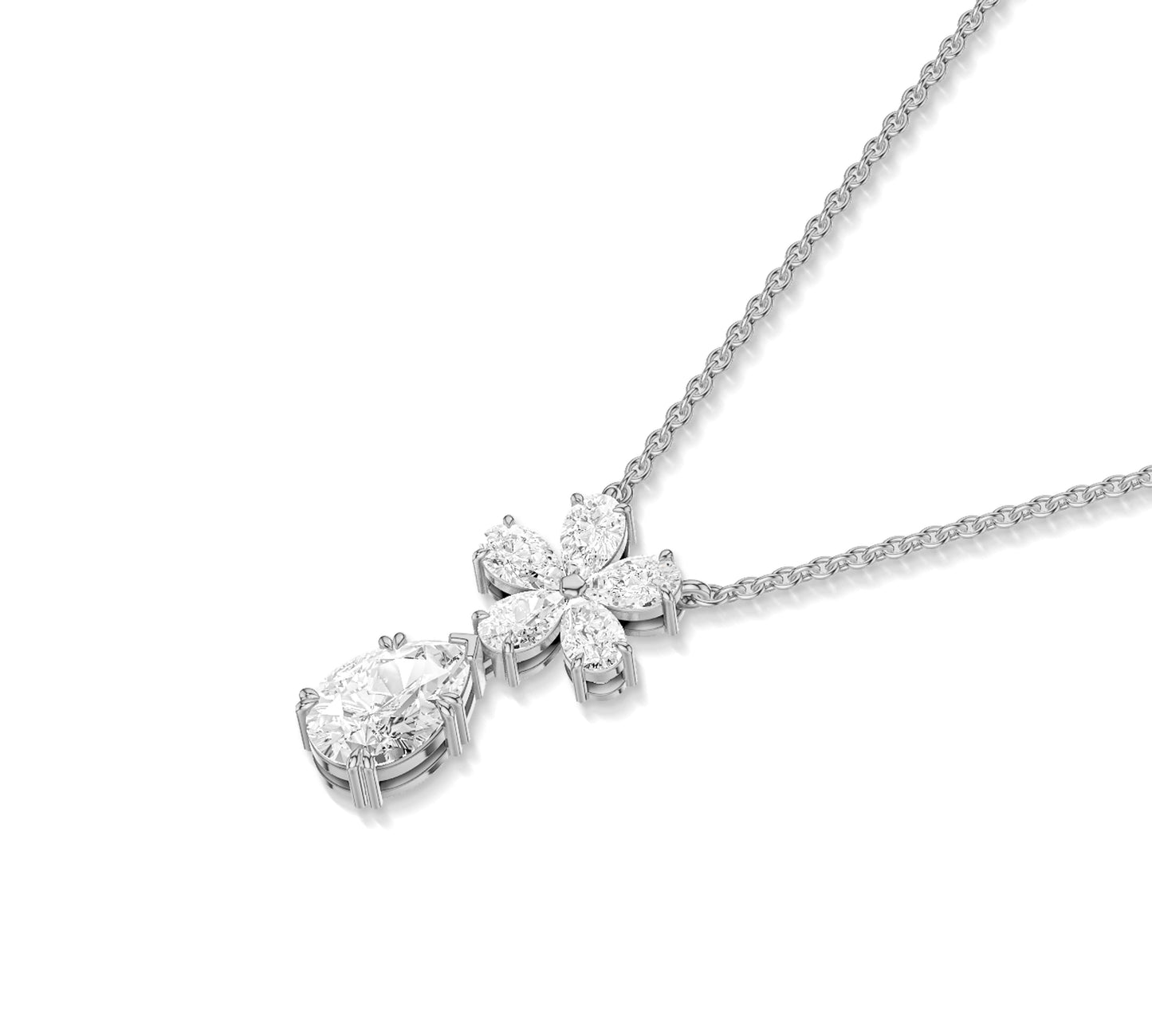 Handmade floral pendant with ethical lab-grown gems