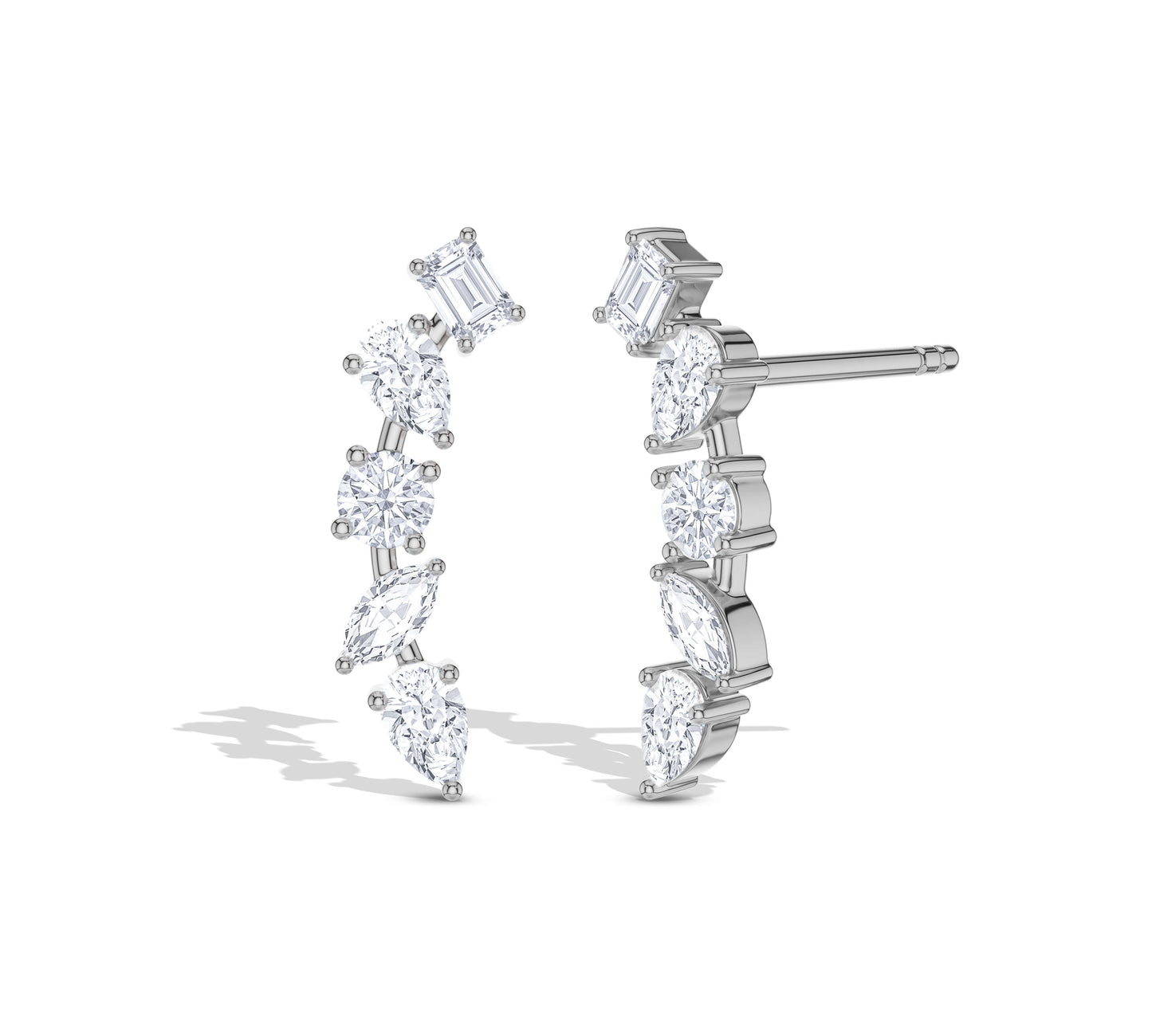 Minimal climber earrings with premium cut diamonds