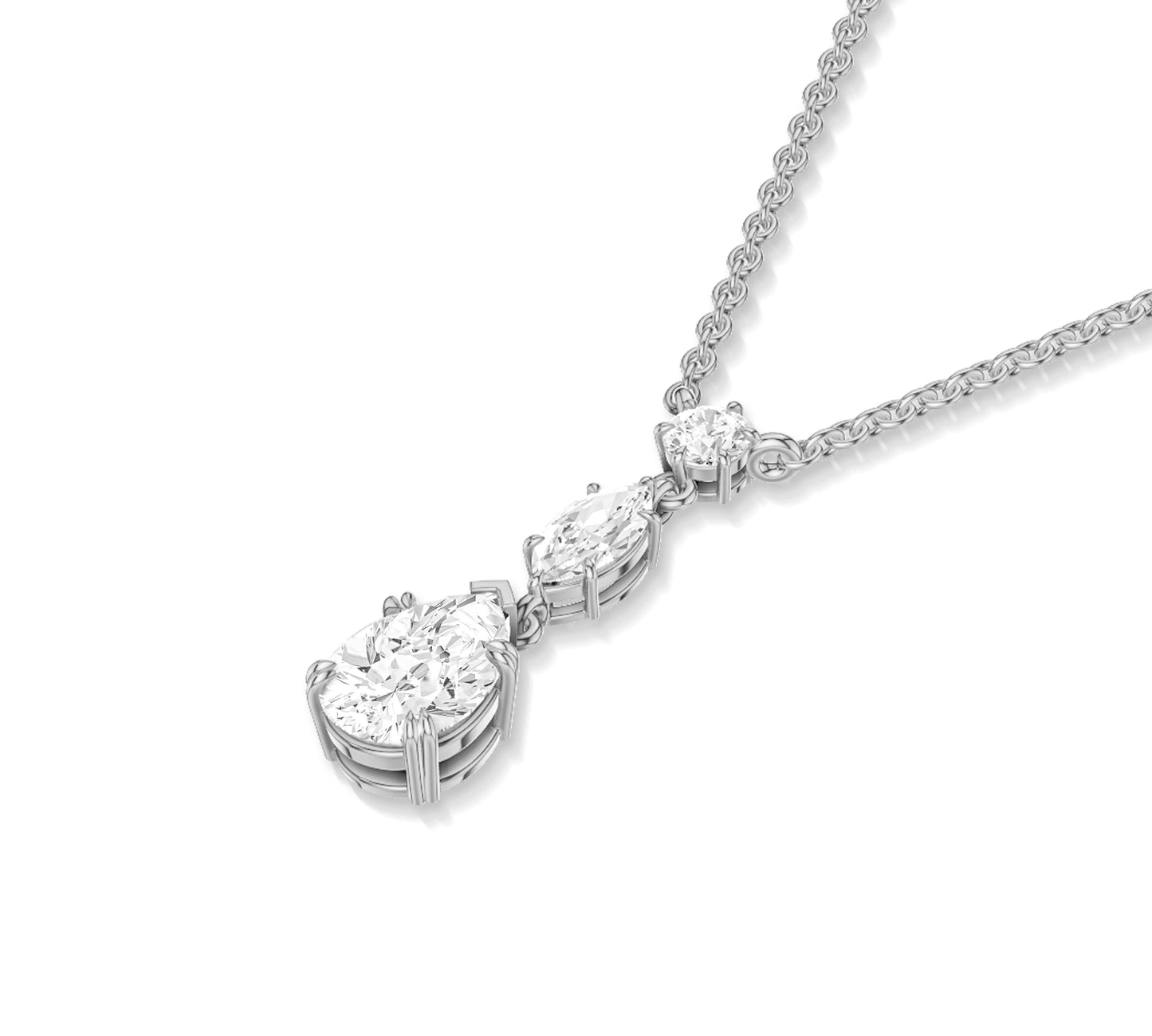 Three-diamond drop necklace perfect for everyday elegance