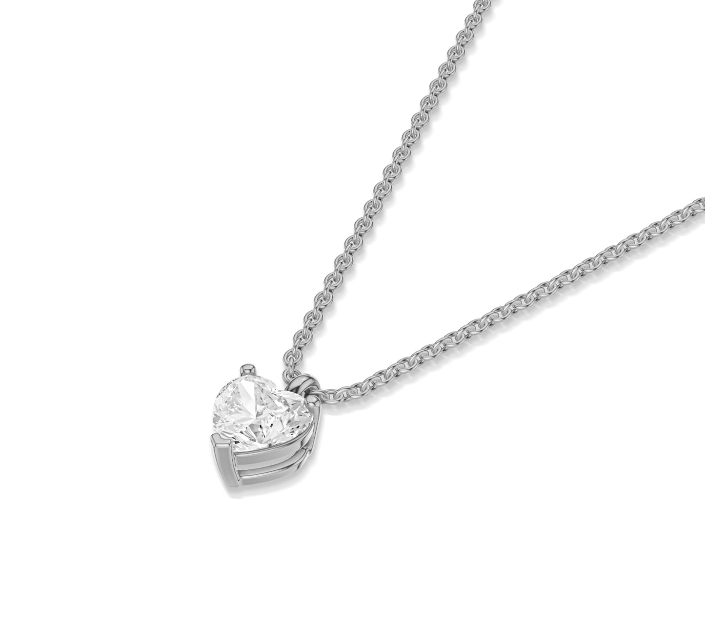 Heart Diamond Pendant Necklace Gold Solitaire