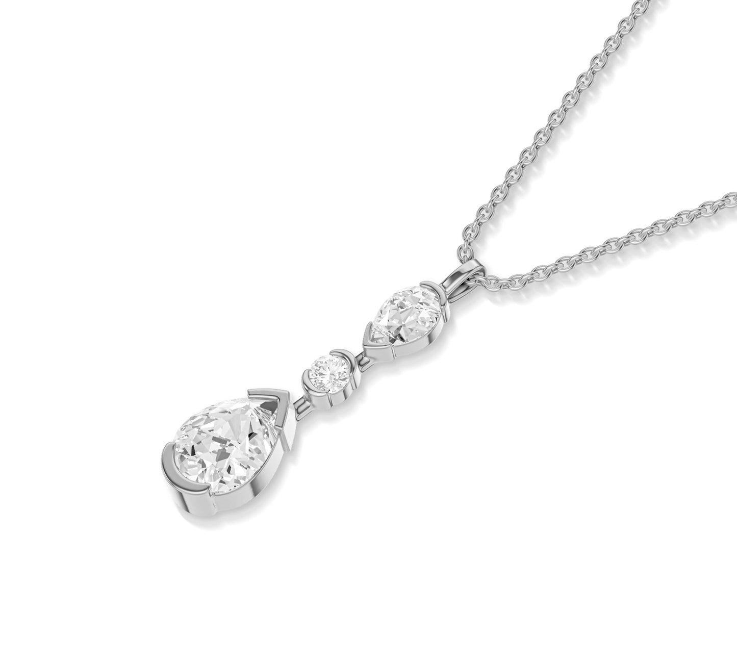 Pear-shaped diamond pendant necklace
