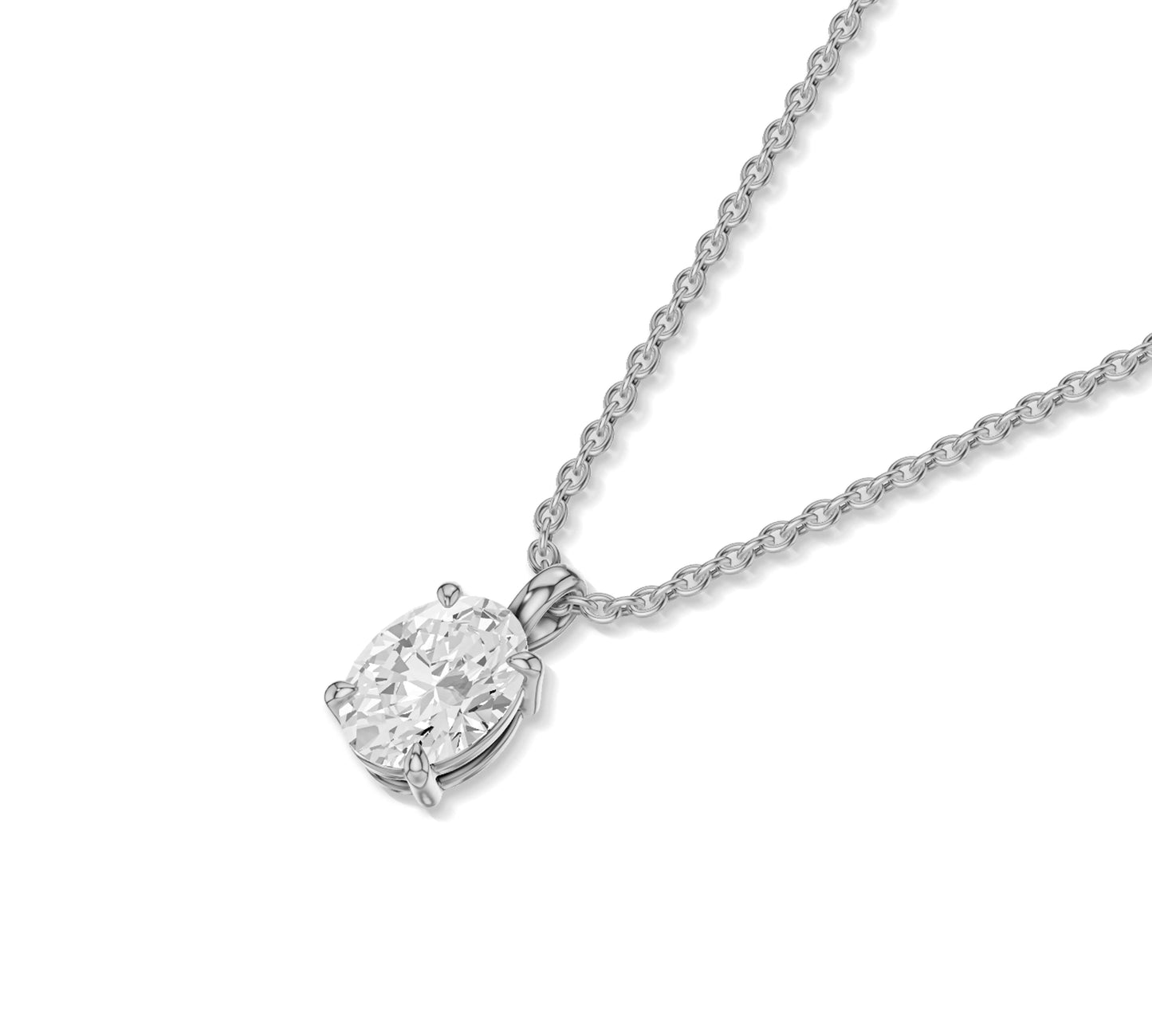14k white gold Solitaire Pendant Necklace