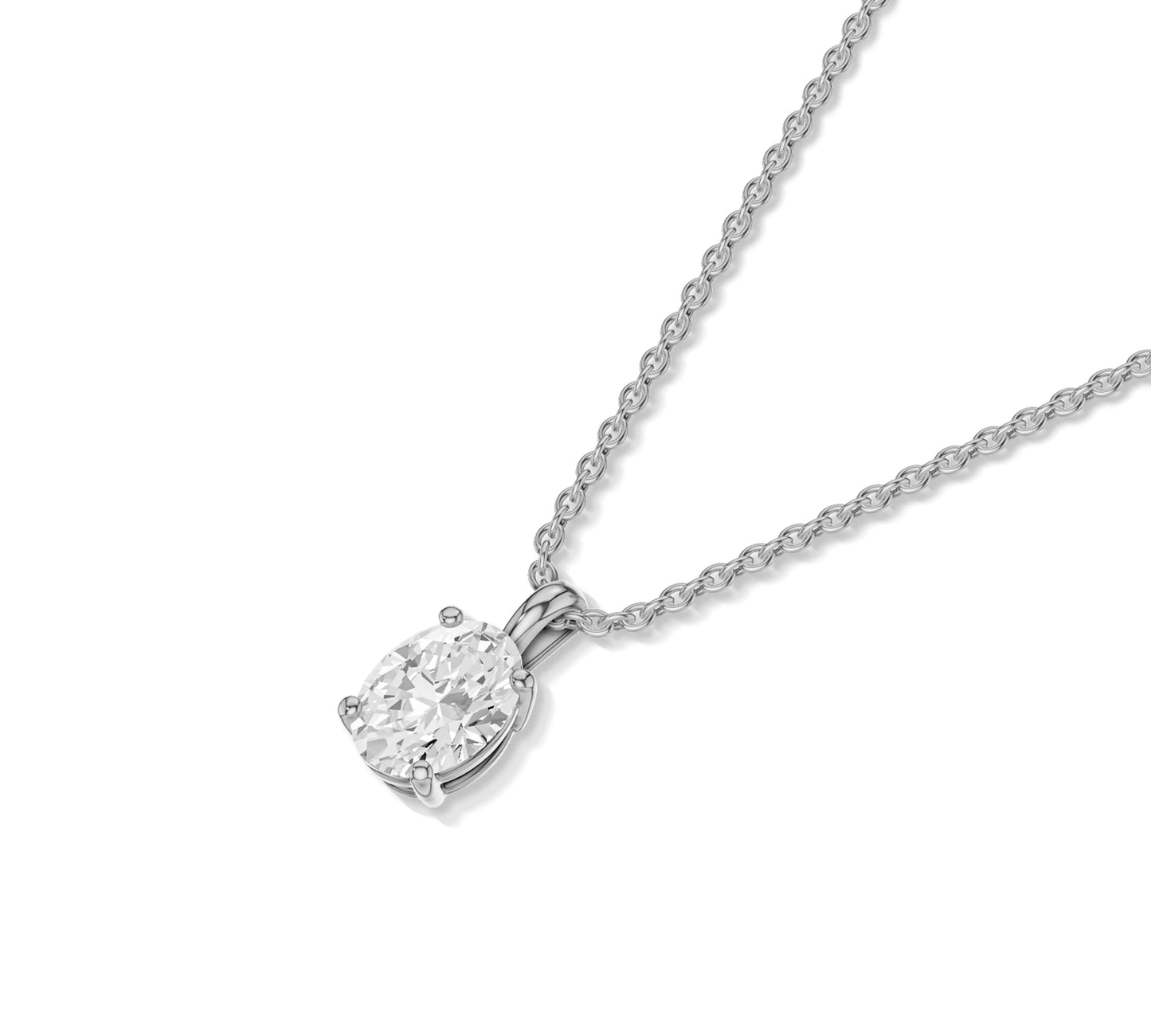 oval pendant necklace white gold