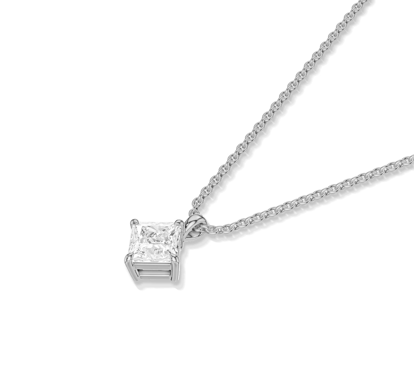 14k white gold diamond solitaire necklace
