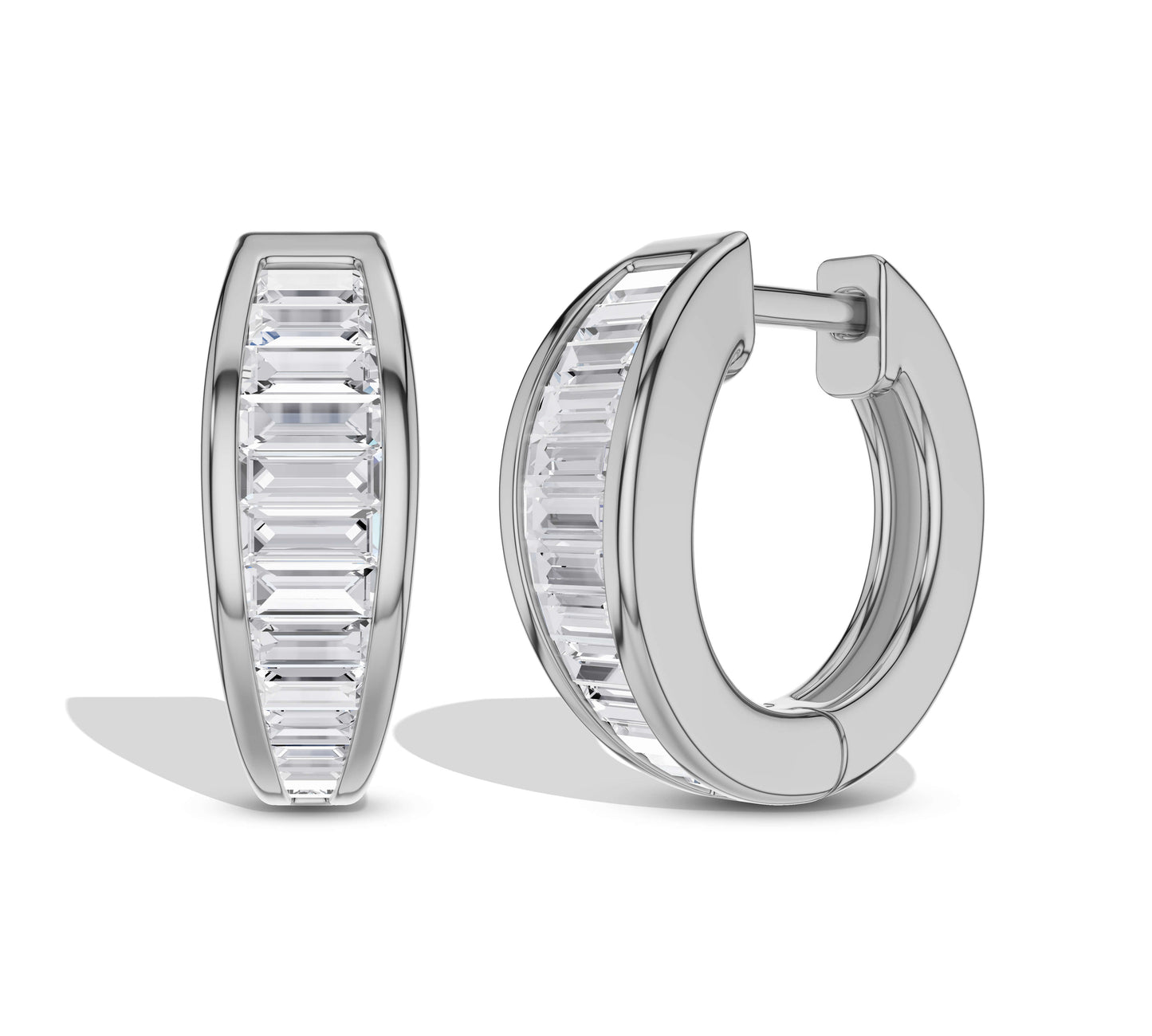 White gold diamond hoop earrings