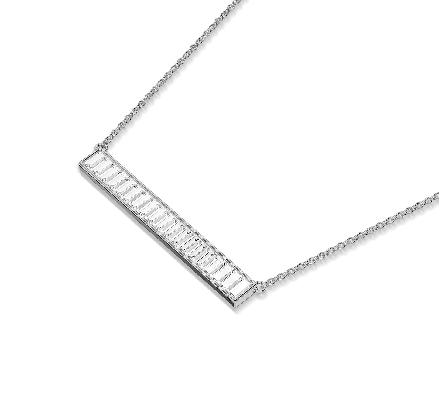 Modern baguette necklace in polished gold finish