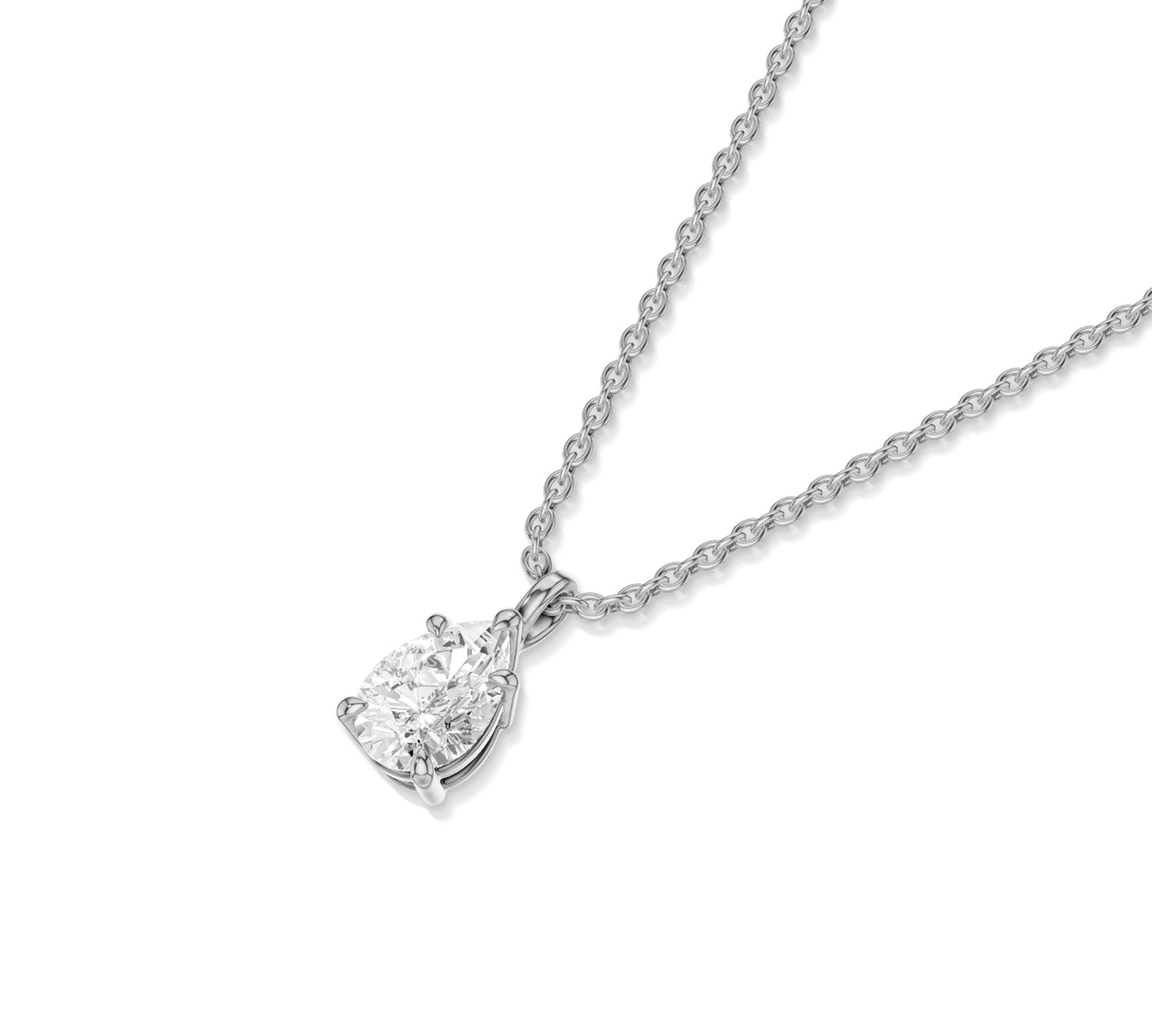 diamond gold necklace with pear solitaire