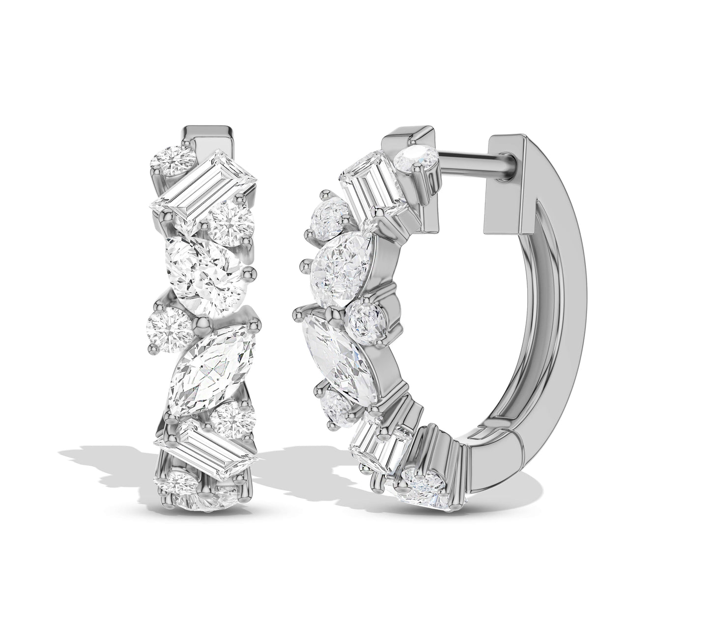 Luxe gold earrings with multi-shape diamonds