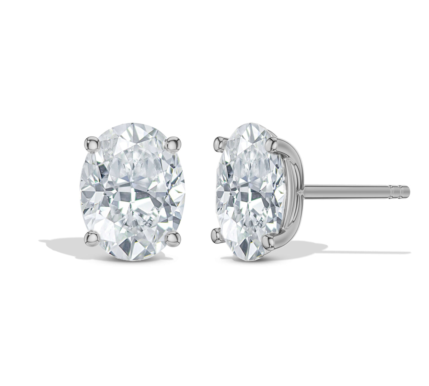 Elegant oval diamond ear studs