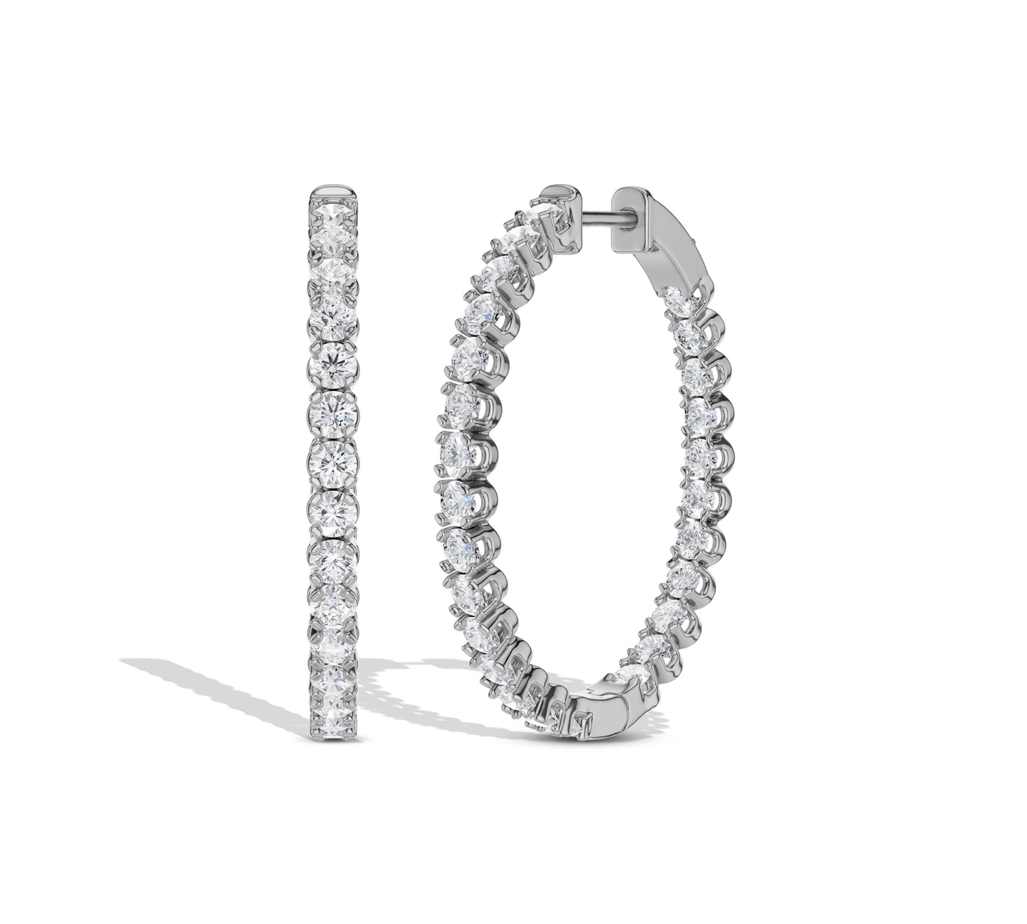 Lightweight diamond hoop earrings in gold