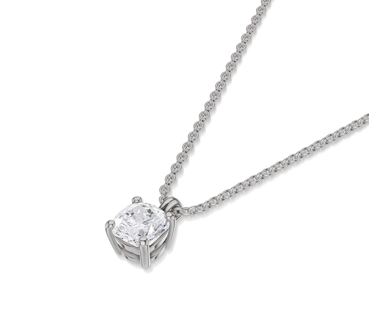 cushion diamond gold necklace
