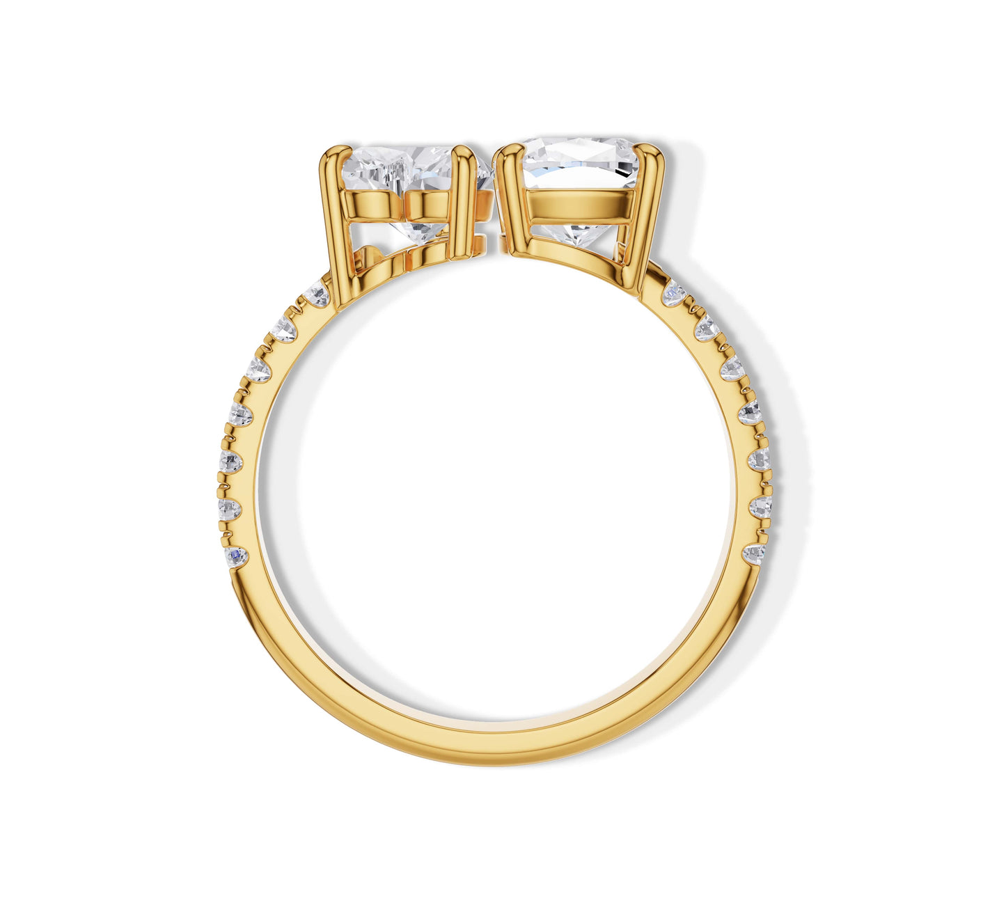 14k solid gold toi et moi moissanite ring