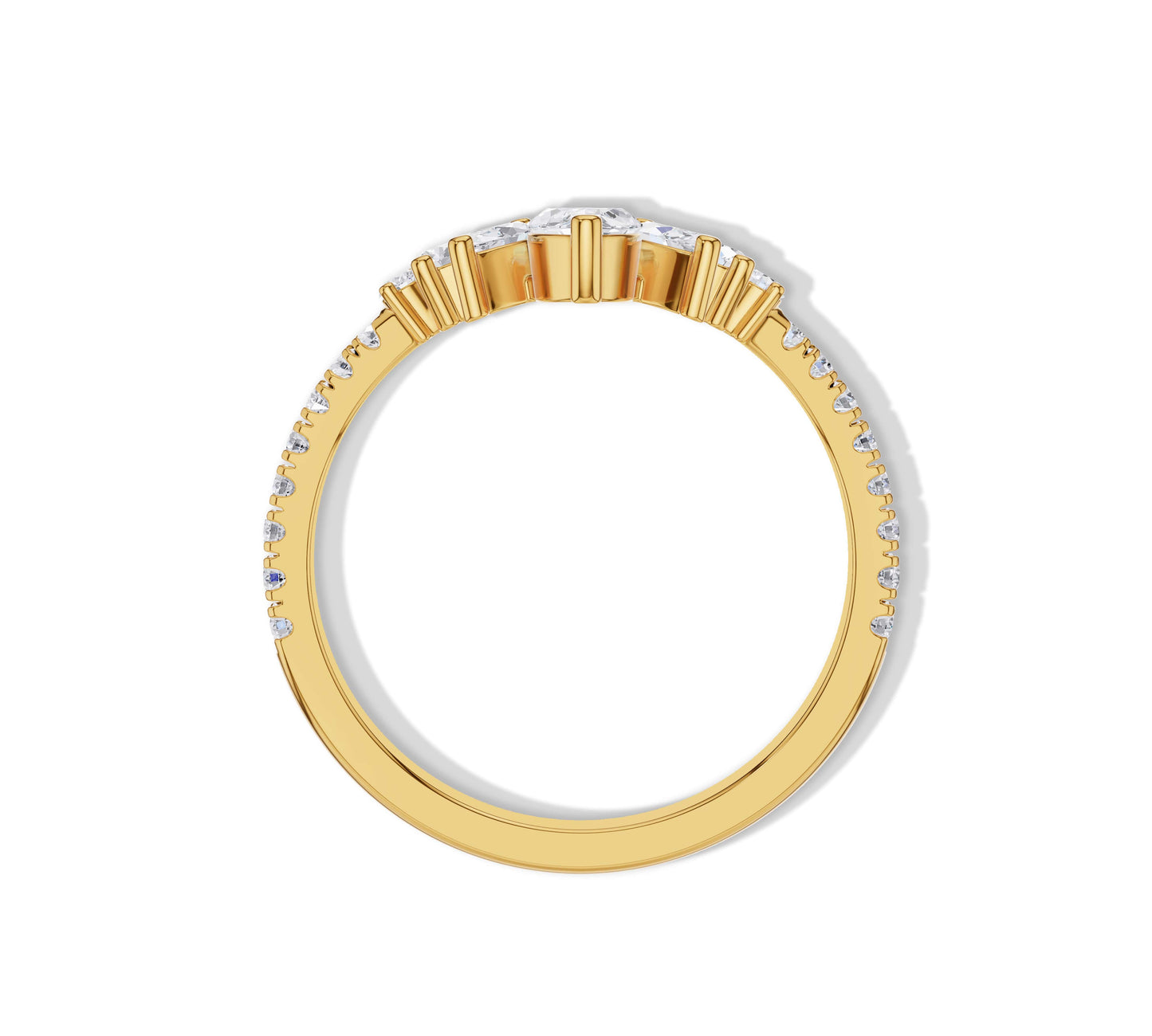 Bold and unique clustered diamond ring with yellow gold