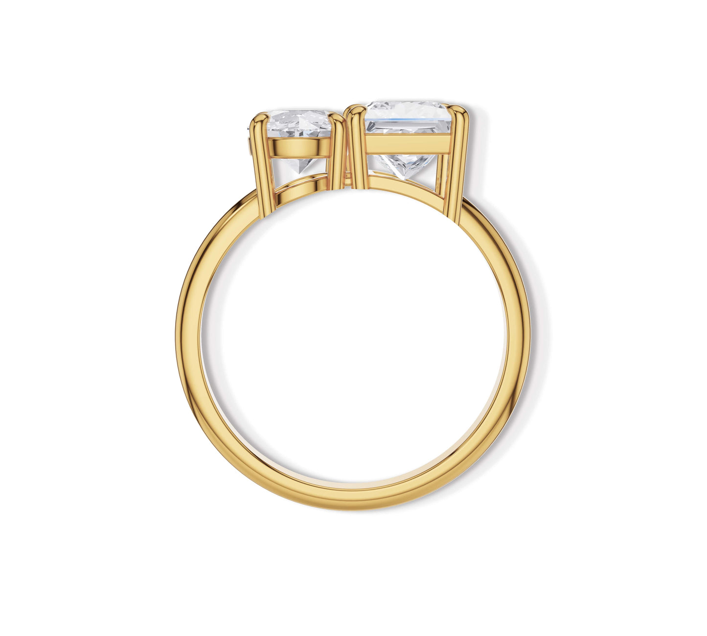 Princess and round diamond fusion ring