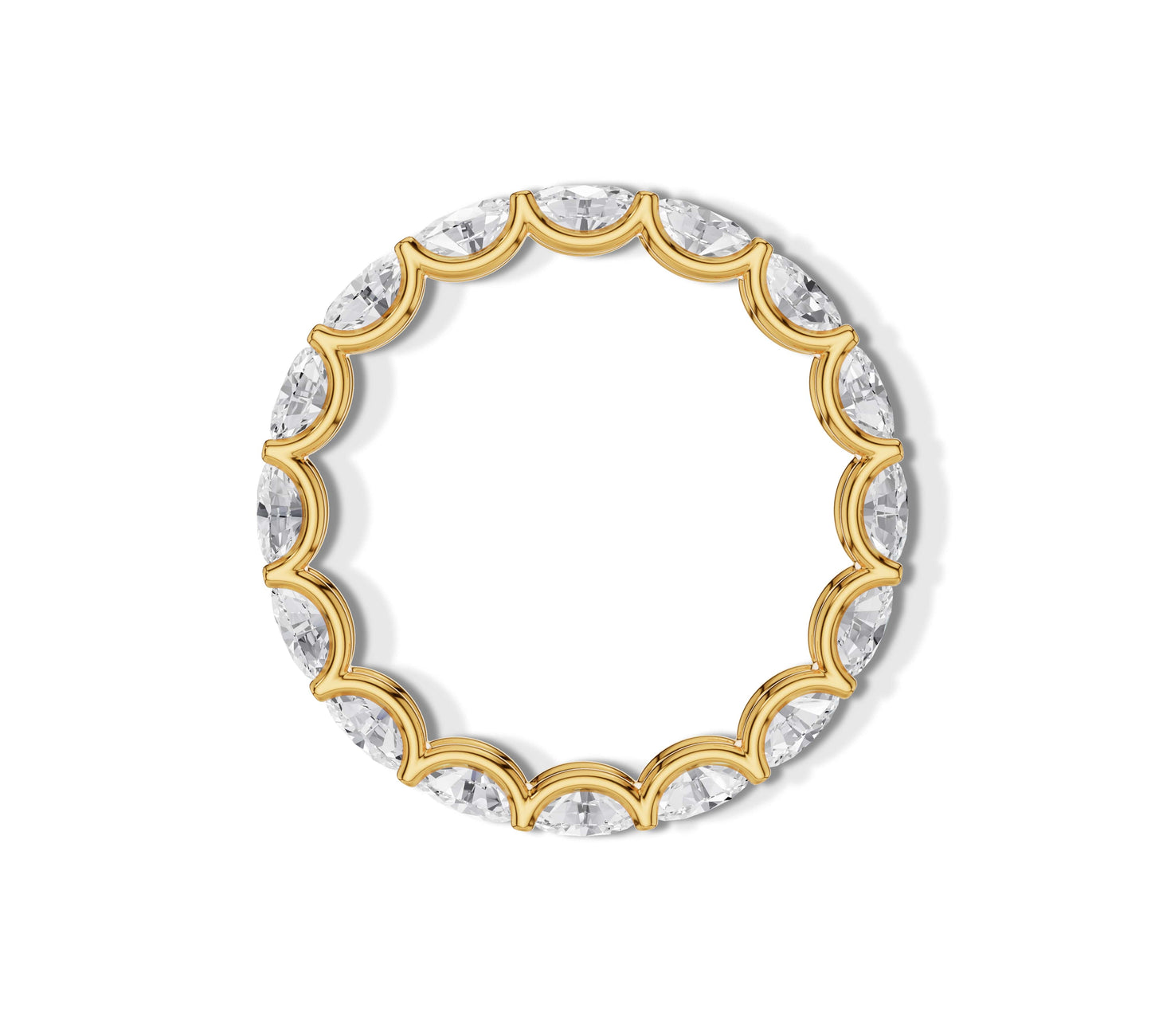 Sparkling gold band with oval moissanite stones