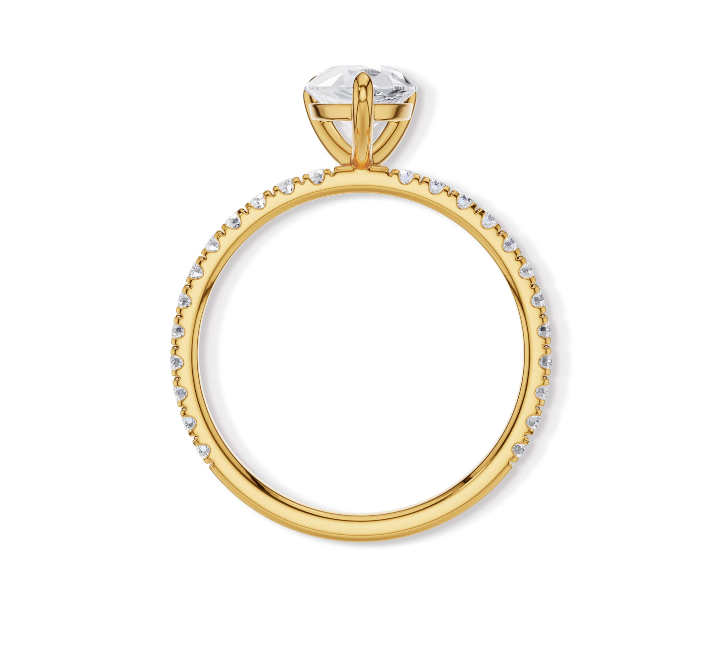 Sparkling yellow gold ring with pear diamond