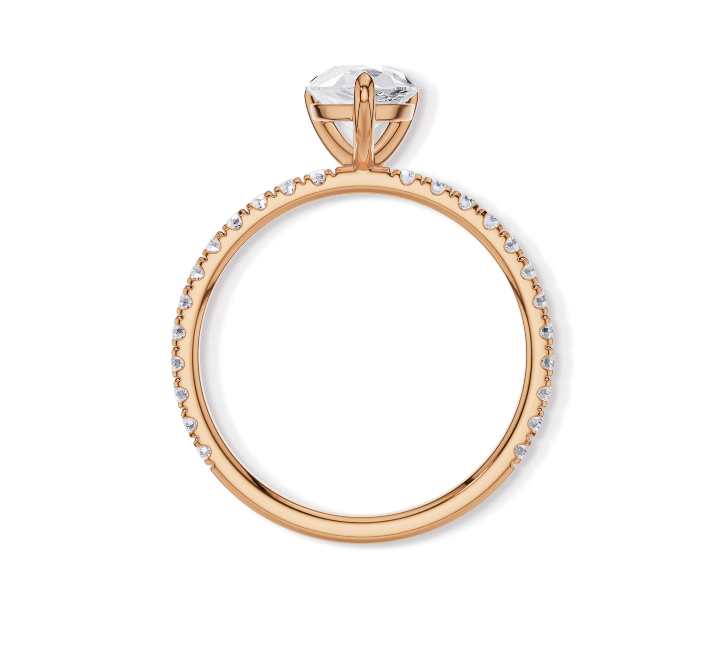 Stunning rose gold ring with side pavé diamonds