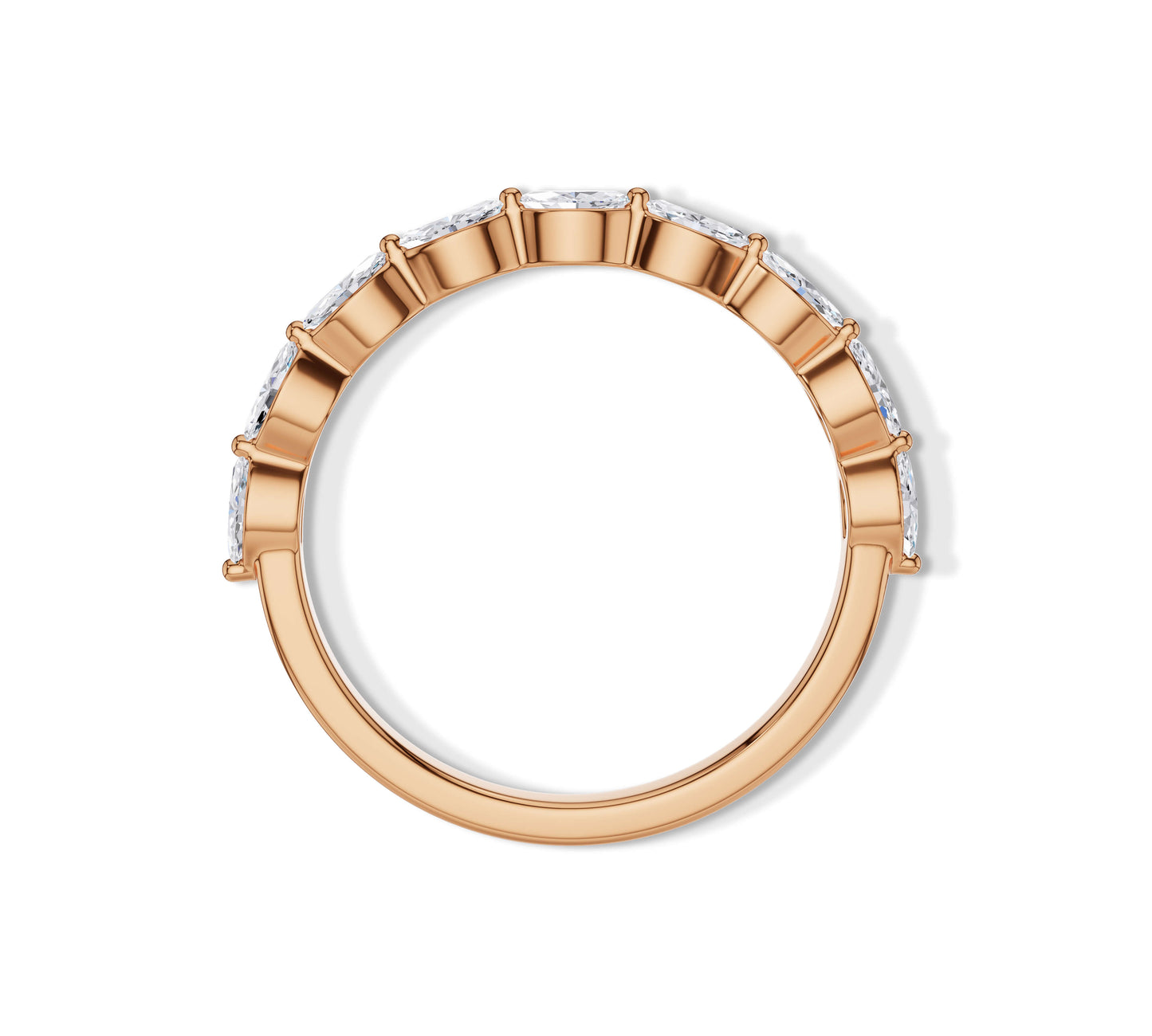 Rose gold eternity ring with marquise cut