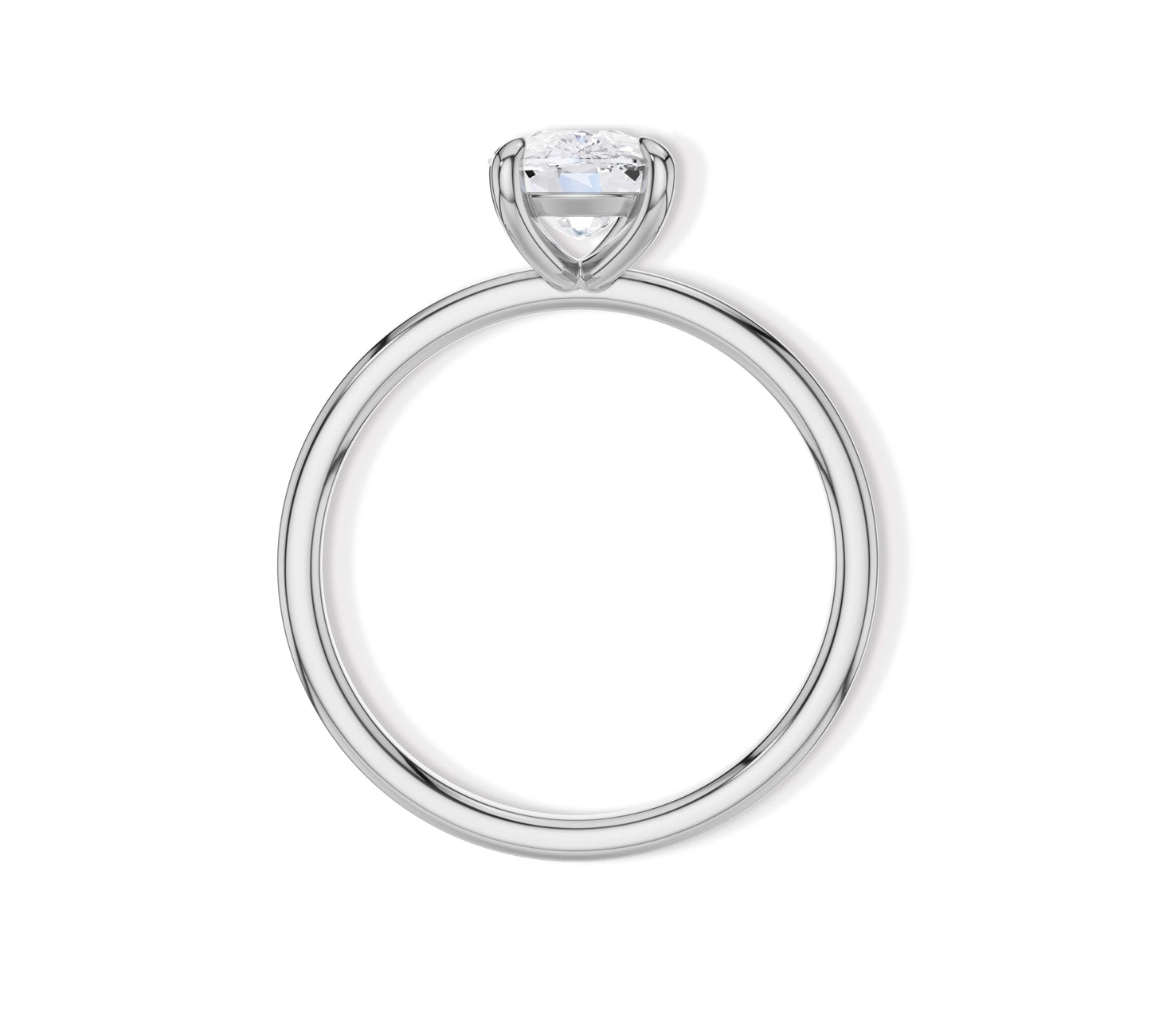 Sleek cushion solitaire in white gold