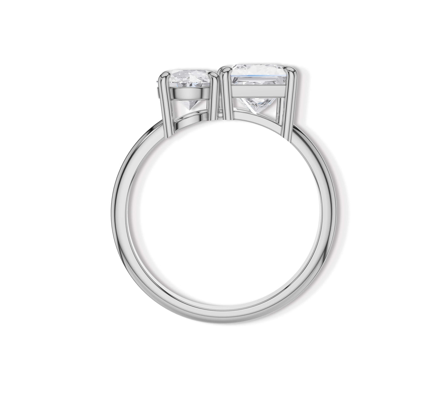 Twin stone princess and round diamond ring