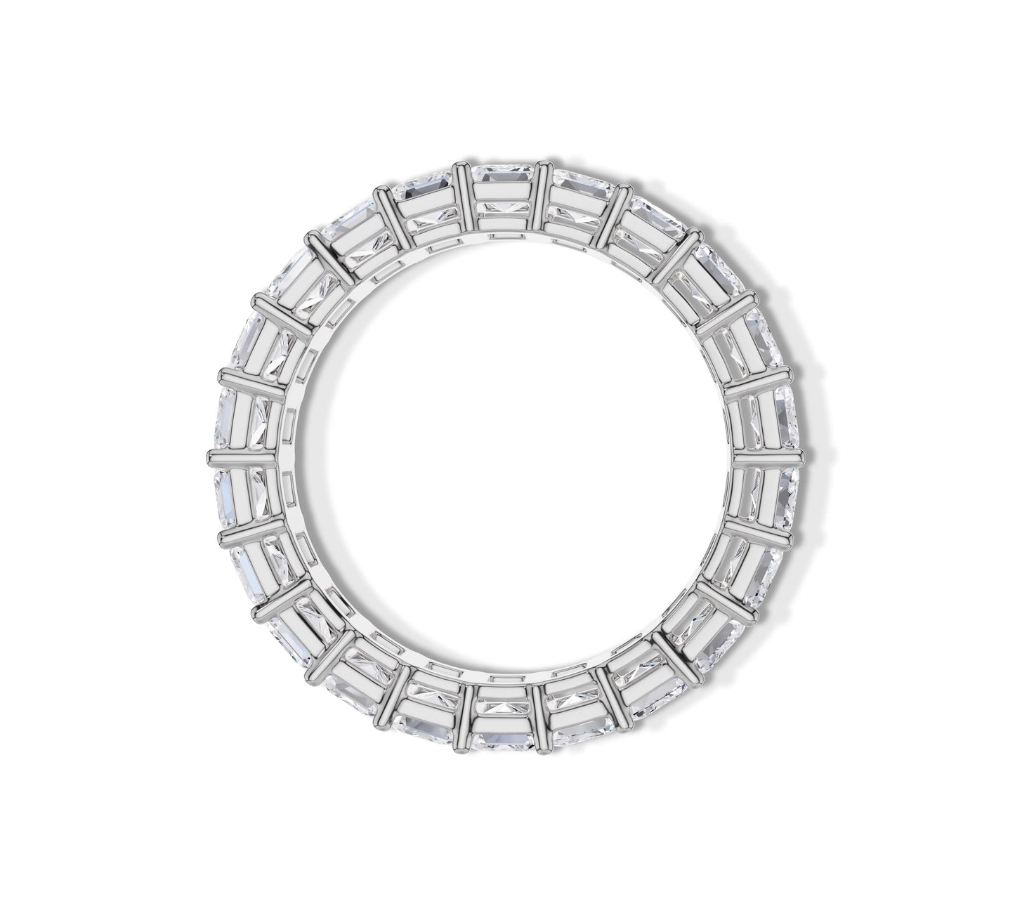 Full diamond ring with modern cuts in white gold