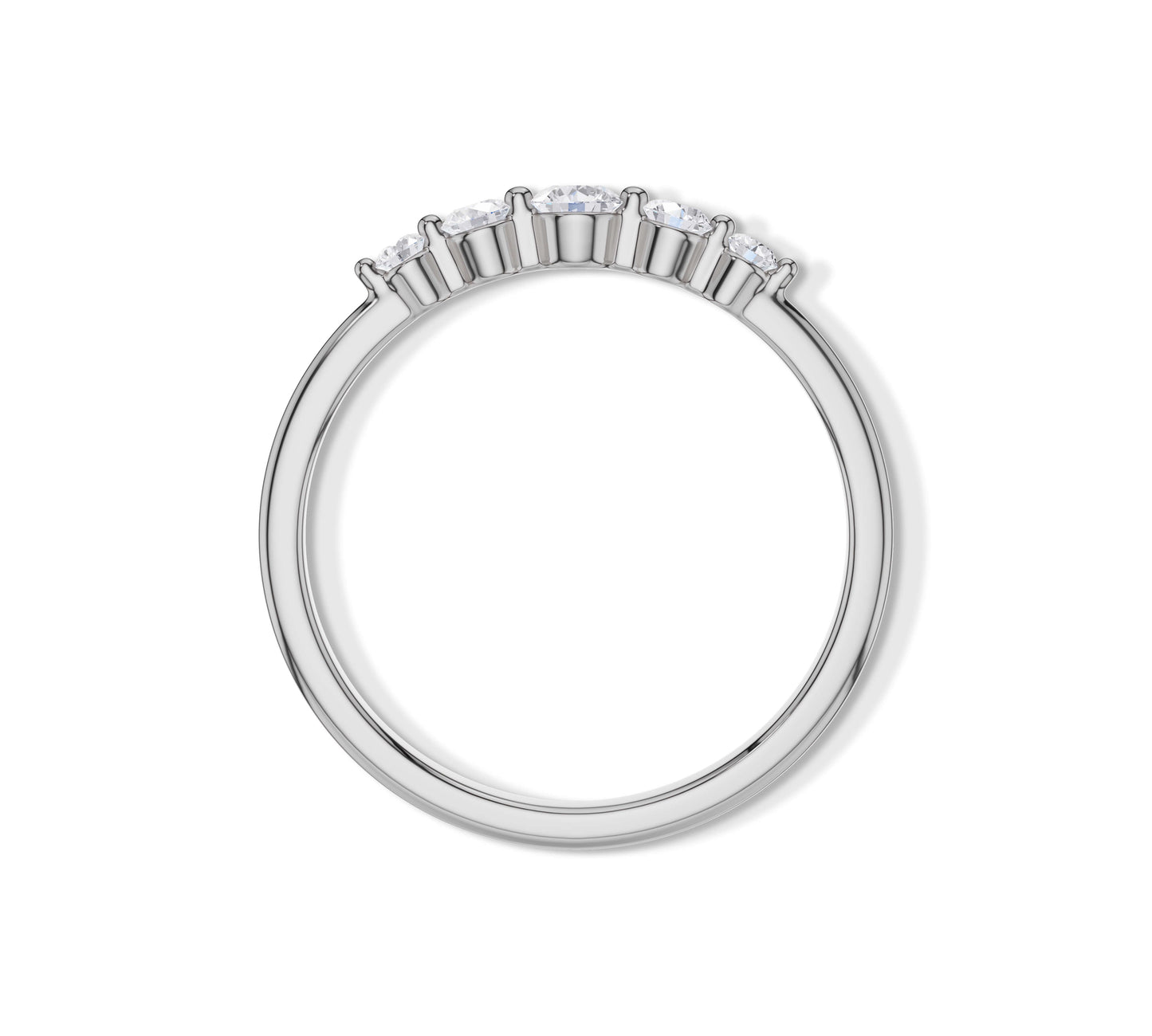 Modern five stone white gold band for stackable bridal wear