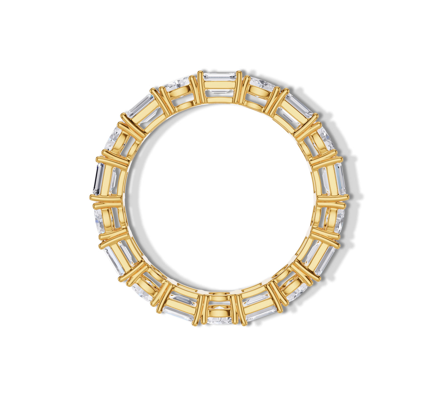 Unique gold ring with alternating diamond shapes