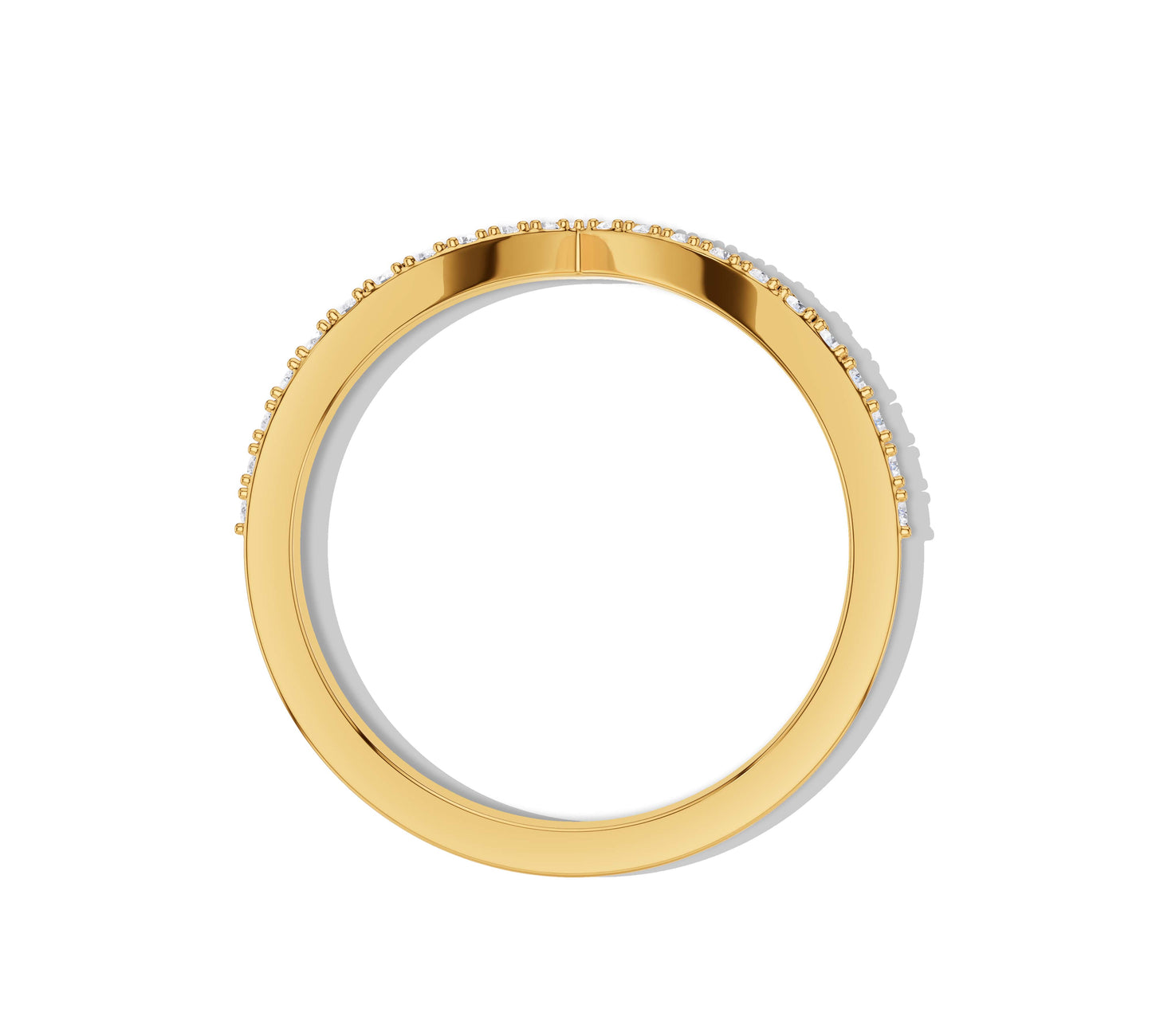 Delicate moissanite V wedding band